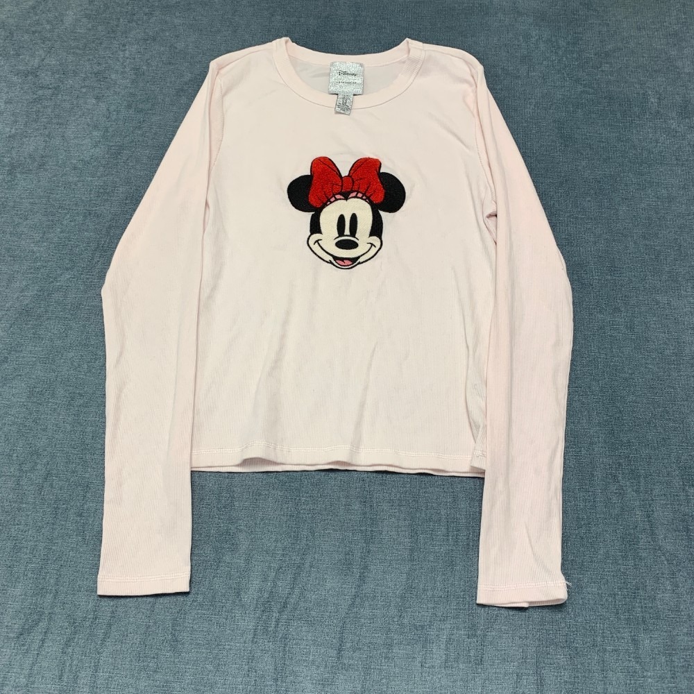 Disney Forever 21 Minnie Mouse Cropped Top Womens XL Dusty Pink Ribbed Knit